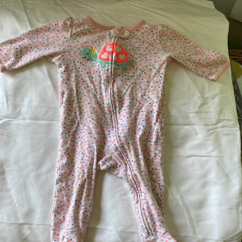 ChildOfMine baby sleeper with turtle appliqué 3-6m